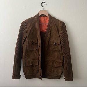 Brown Vintage Suede Jacket Button Up SZ M